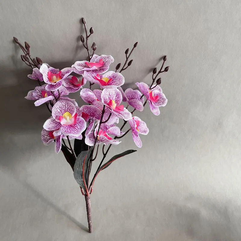 Bulk Exclusive 17" 4 Bushes Artificial Flowers Phalaenopsis Butterfly Orchid Bush for Outdoors