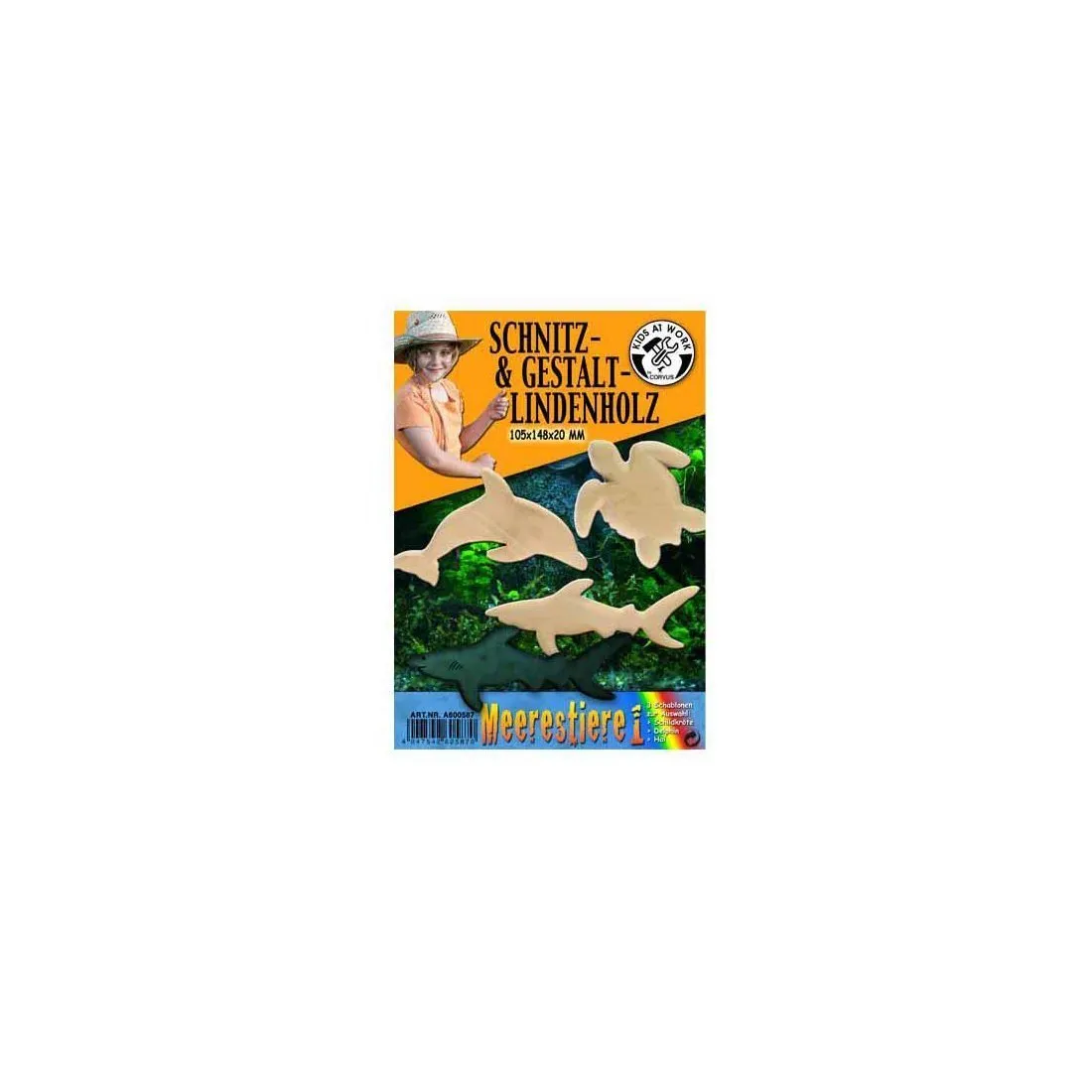 Children's Woodcarving Knife with Kit for Carving Wooden Sea Animals by Kids at Work