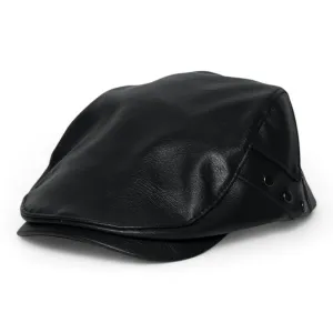 Chokore PU Leather Ivy Cap with Rivet Detailing (Black)