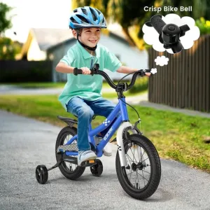 Costway TS10085NY-14 14" Kid's Bike With Removable Training Wheels & Basket for 3-5 Years Old, Blue
