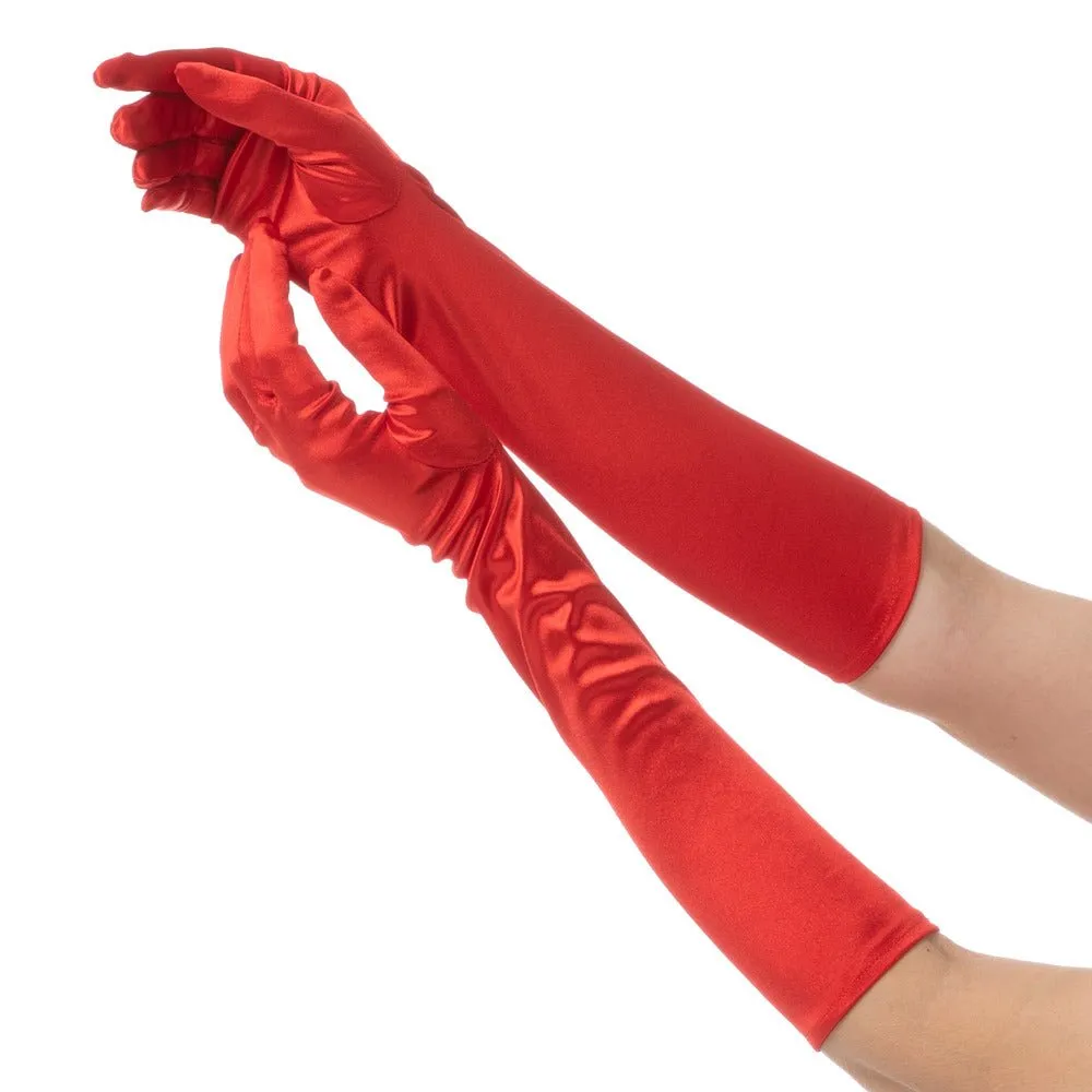 Elbow Long Gloves - Red
