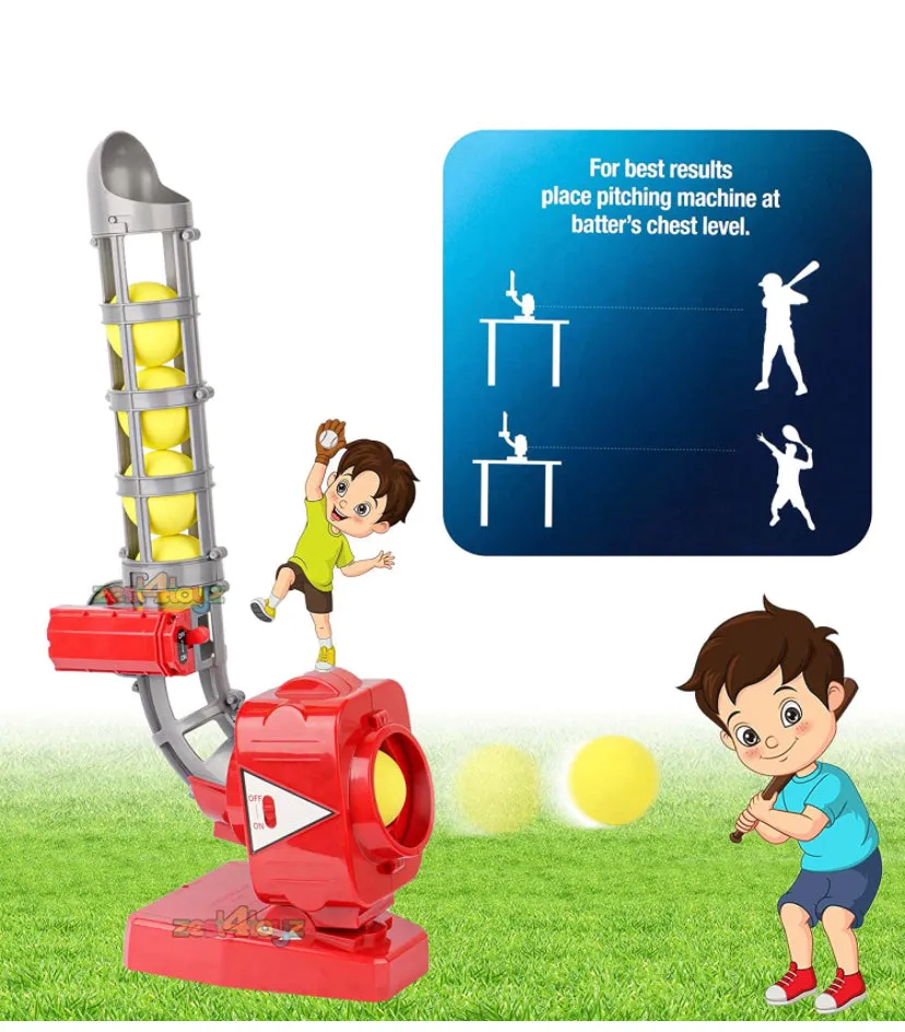 Electronic Baseball Pitcher for Kids with 5 Balls & Bat (Outdoor Batting Practice Set)