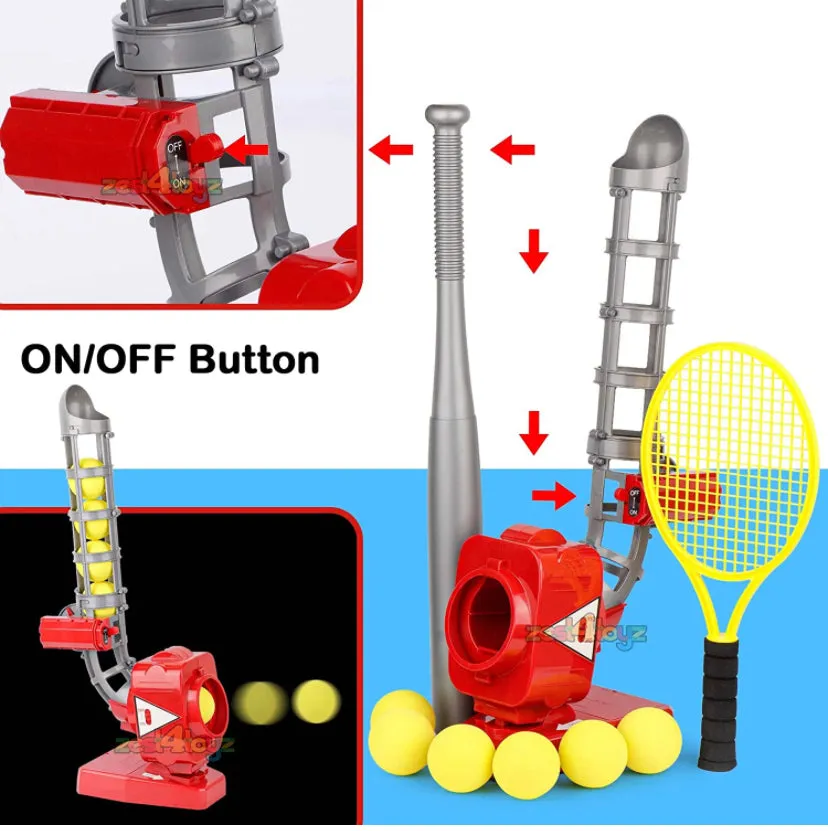 Electronic Baseball Pitcher for Kids with 5 Balls & Bat (Outdoor Batting Practice Set)