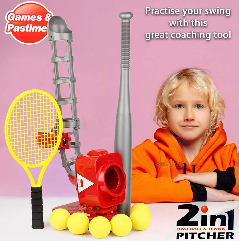 Electronic Baseball Pitcher for Kids with 5 Balls & Bat (Outdoor Batting Practice Set)