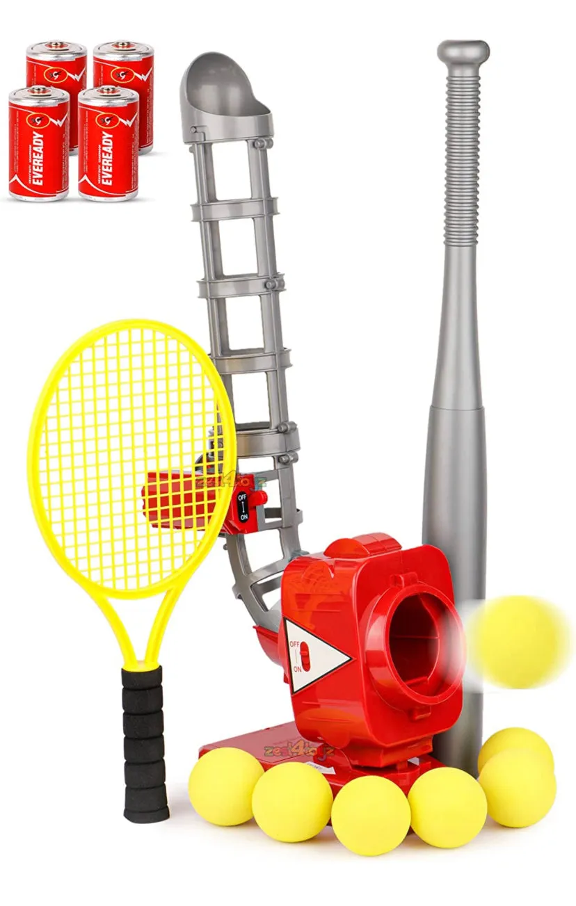 Electronic Baseball Pitcher for Kids with 5 Balls & Bat (Outdoor Batting Practice Set)