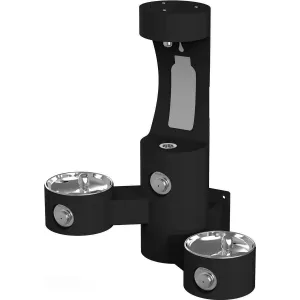 Elkay Outdoor ezH2O Bottle Filling Station Wall Mount, with Bi-Level Fountain, Non-Filtered Non-Refrigerated, Black LK4409BFBLK