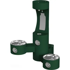 Elkay Outdoor ezH2O Bottle Filling Station Wall Mount, with Bi-Level Fountain, Non-Filtered Non-Refrigerated, Evergreen LK4409BFEVG