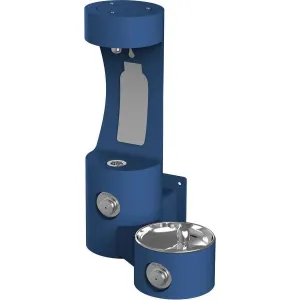 Elkay Outdoor ezH2O Bottle Filling Station Wall Mount, with Single Fountain Non-Filtered Non-Refrigerated, Blue LK4408BFBLU
