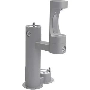 Elkay Outdoor ezH2O Lower Bottle Filling Station Bi-Level, Pedestal with Pet Station Non-Filtered Non-Refrigerated Gray LK4420BF1LDBGRY