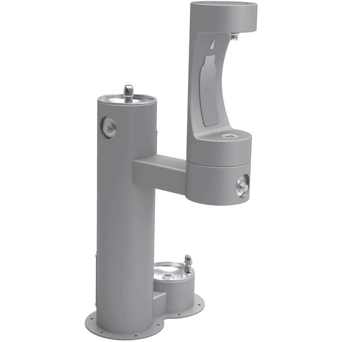 Elkay Outdoor ezH2O Lower Bottle Filling Station Bi-Level, Pedestal with Pet Station Non-Filtered Non-Refrigerated Gray LK4420BF1LDBGRY