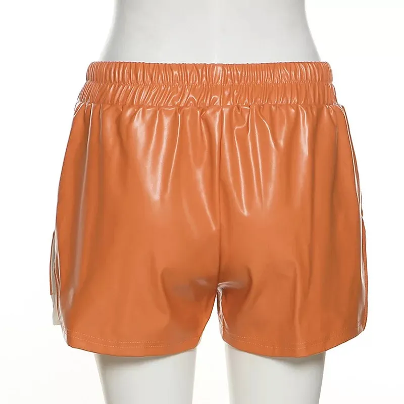 Faux Leather Pocket Detail Shorts