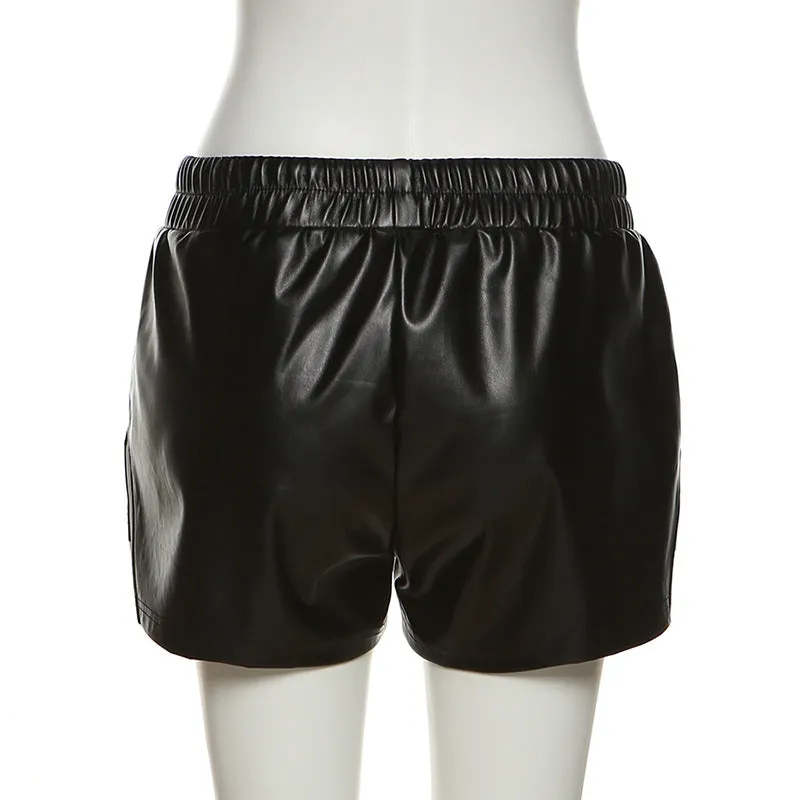 Faux Leather Pocket Detail Shorts