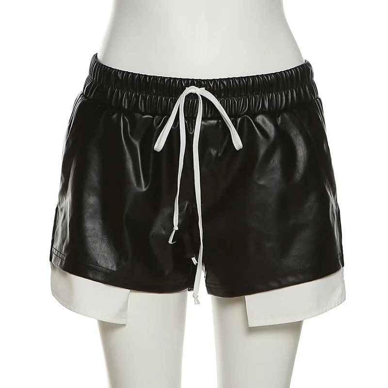 Faux Leather Pocket Detail Shorts