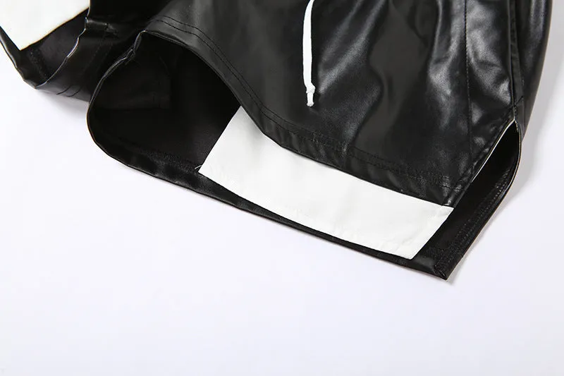 Faux Leather Pocket Detail Shorts