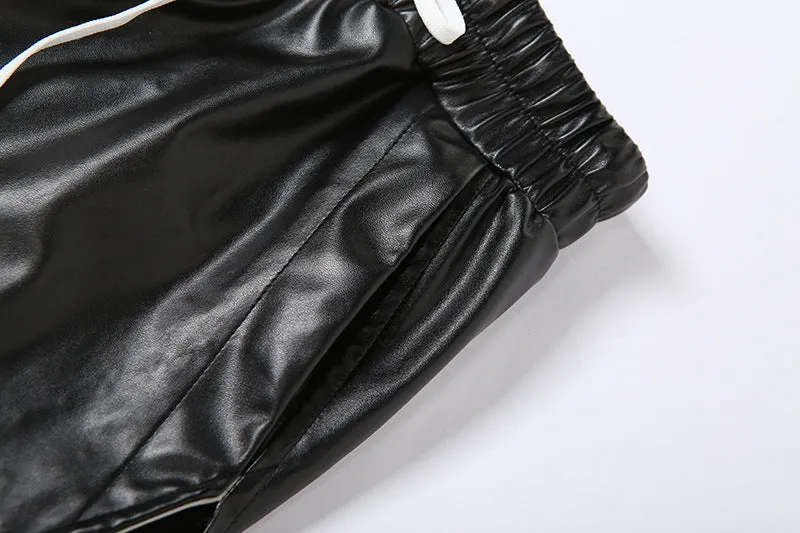Faux Leather Pocket Detail Shorts