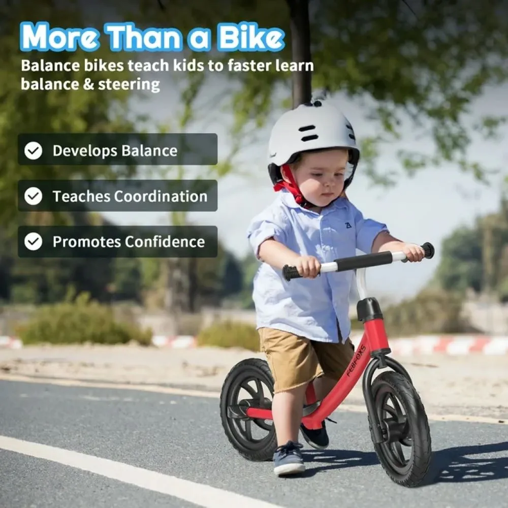 Febfoxs LJ-AS001 Toddler Balance Bike, No Pedal Beginner Kids Balance Bike with Adjustable Seat Height, Push Balance Bike for 3-6 Years Old Boys Girls