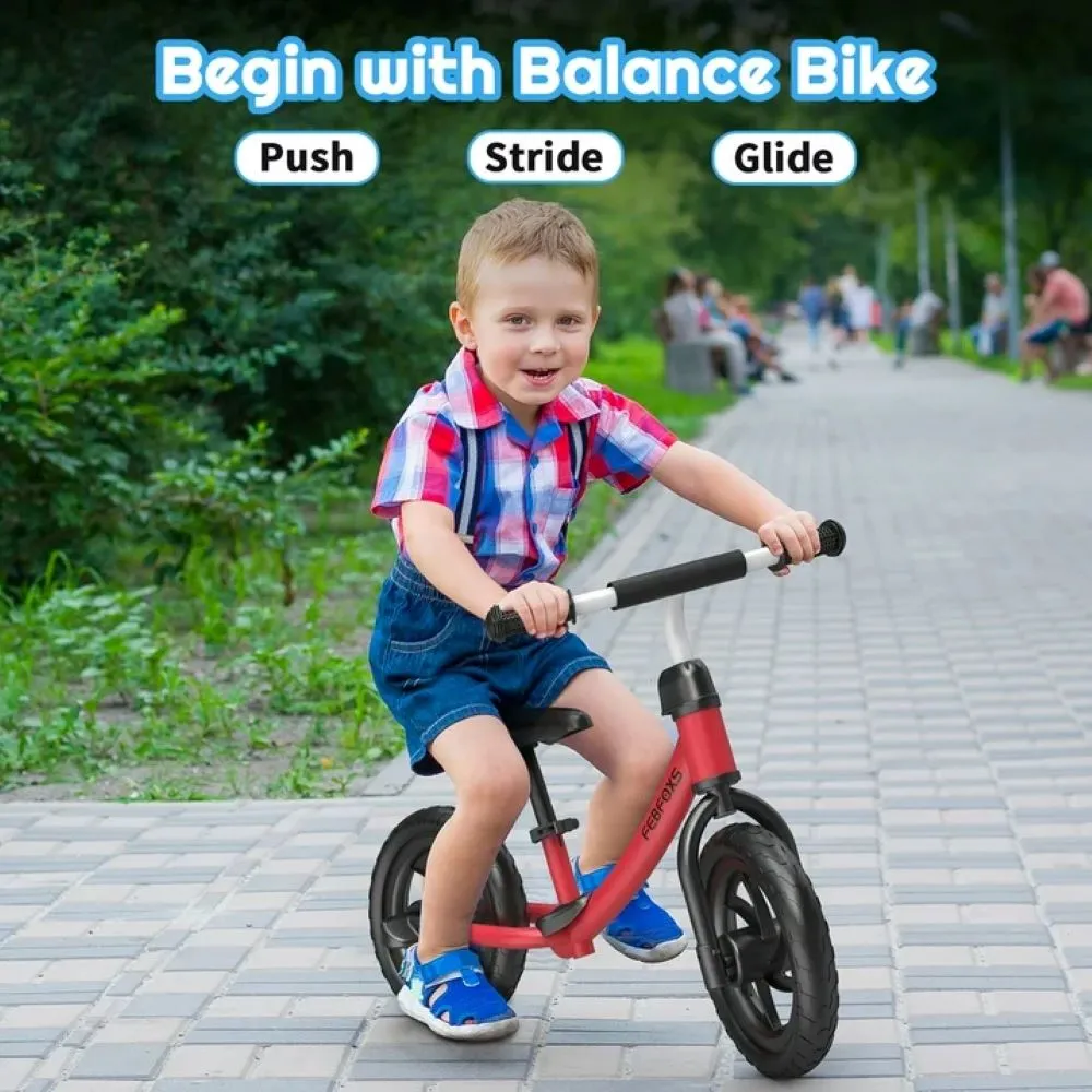 Febfoxs LJ-AS001 Toddler Balance Bike, No Pedal Beginner Kids Balance Bike with Adjustable Seat Height, Push Balance Bike for 3-6 Years Old Boys Girls