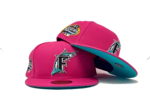 FLORIDA MARLIN 2003 WORLD SERIES "BUBBLE GUM" TEAL BRIM NEW ERA FITTED HAT