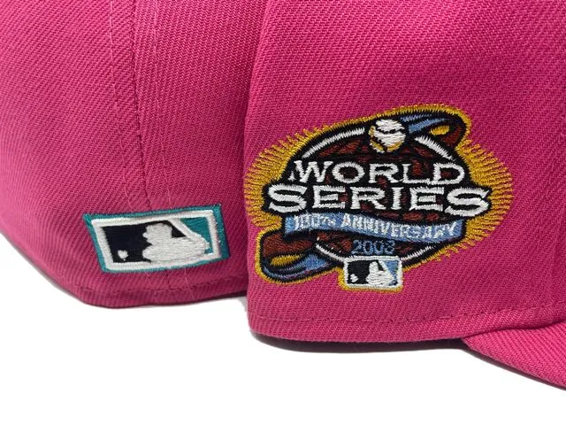 FLORIDA MARLIN 2003 WORLD SERIES "BUBBLE GUM" TEAL BRIM NEW ERA FITTED HAT