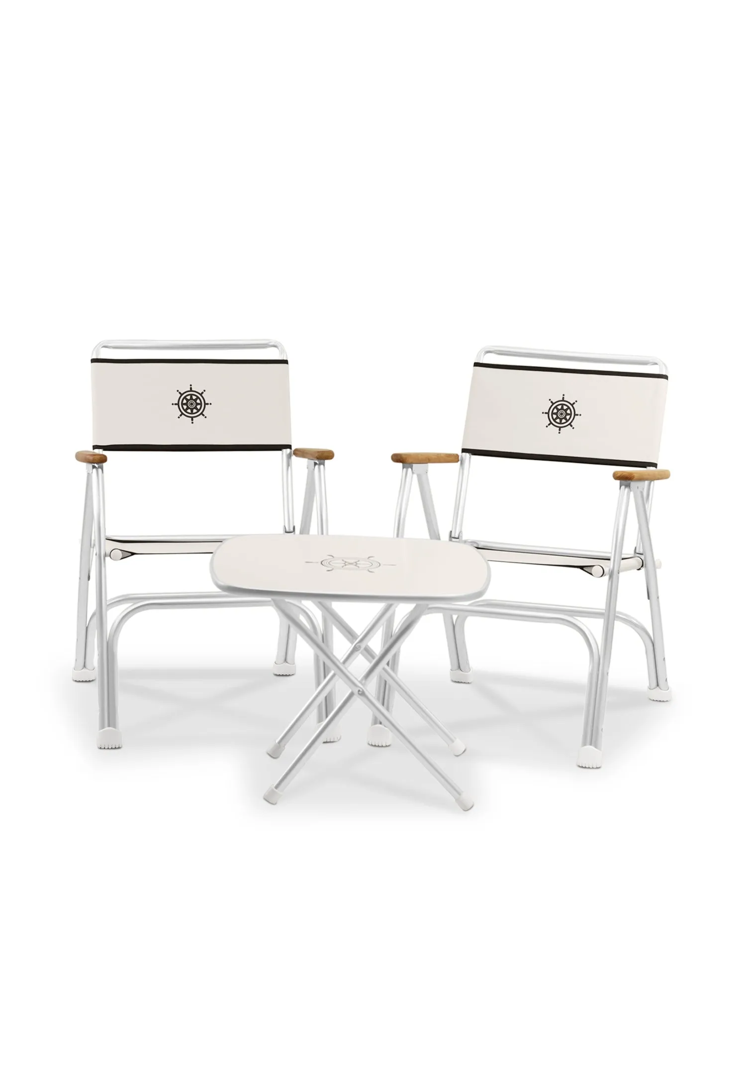 Folding Aluminum High Back Boat Chairs M100 Folding Aluminum and Melamine Boat Table M350-B100350