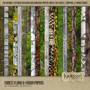 Forest Flora & Fauna Papers Digital Scrapbook Kit