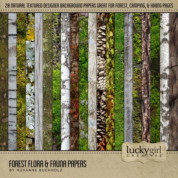 Forest Flora & Fauna Papers Digital Scrapbook Kit