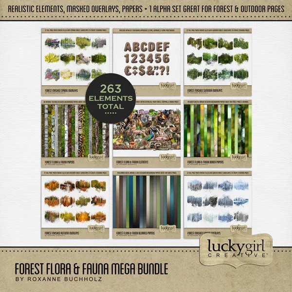 Forest Flora & Fauna Papers Digital Scrapbook Kit