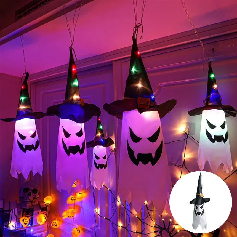 Glowing witch hats for halloween - mystical decor