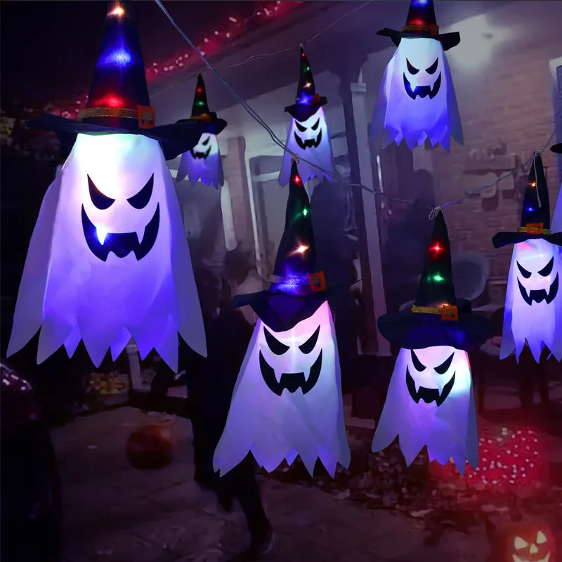 Glowing witch hats for halloween - mystical decor