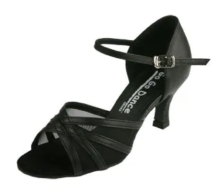Go Go Dance Shoes, 4072, Black Leather-Mesh, 2.5” Heel