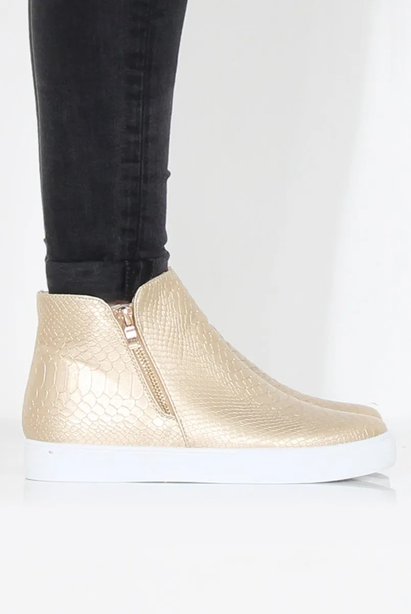 Gold Snakeskin Hightop Trainer - Tracey