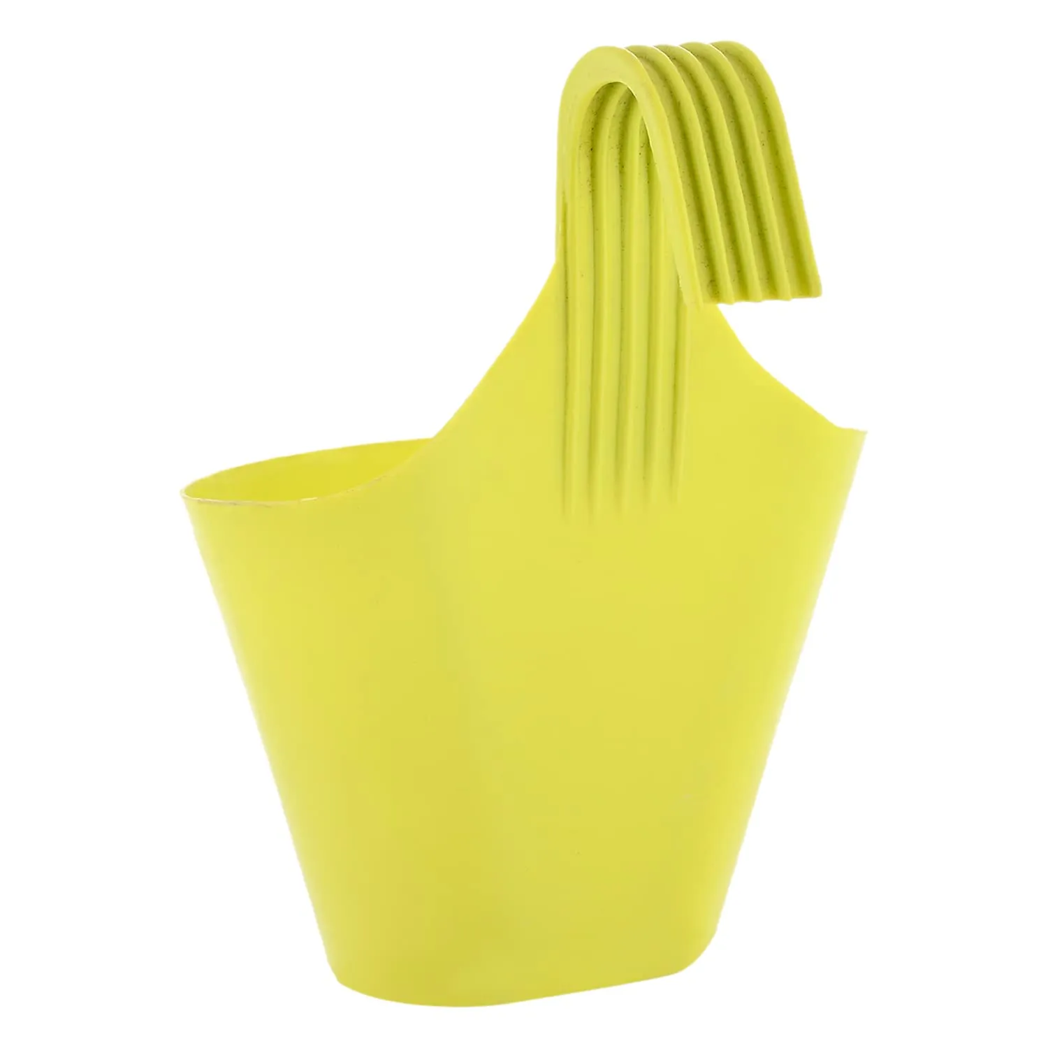 Heart Home Hanging Flower Pot|Single Hook Plant Container|Durable Plastic Glossy Finish Pots for Home|Balcony|Garden|9 Inch|Pack of 5 (Green)