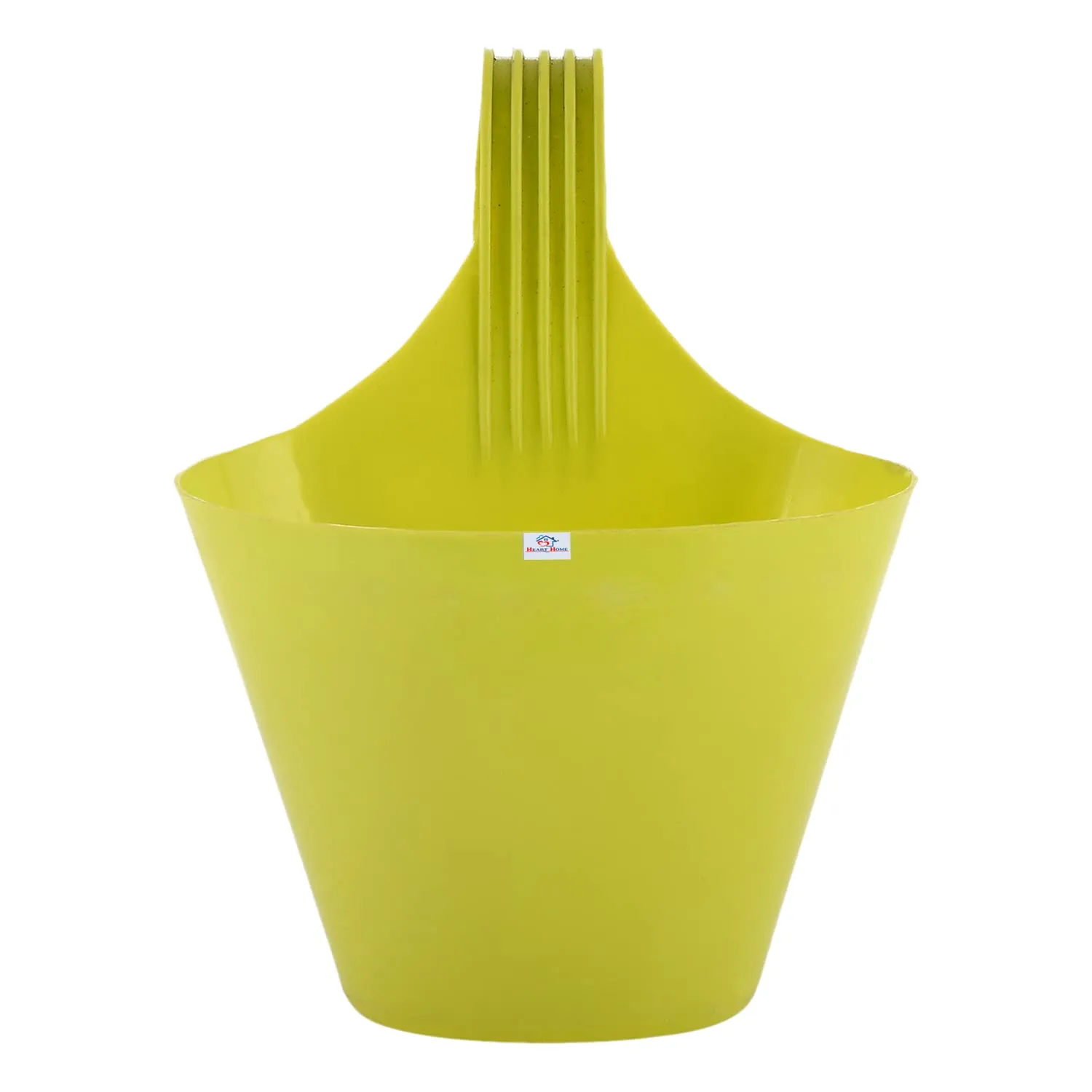 Heart Home Hanging Flower Pot|Single Hook Plant Container|Durable Plastic Glossy Finish Pots for Home|Balcony|Garden|9 Inch|Pack of 5 (Green)