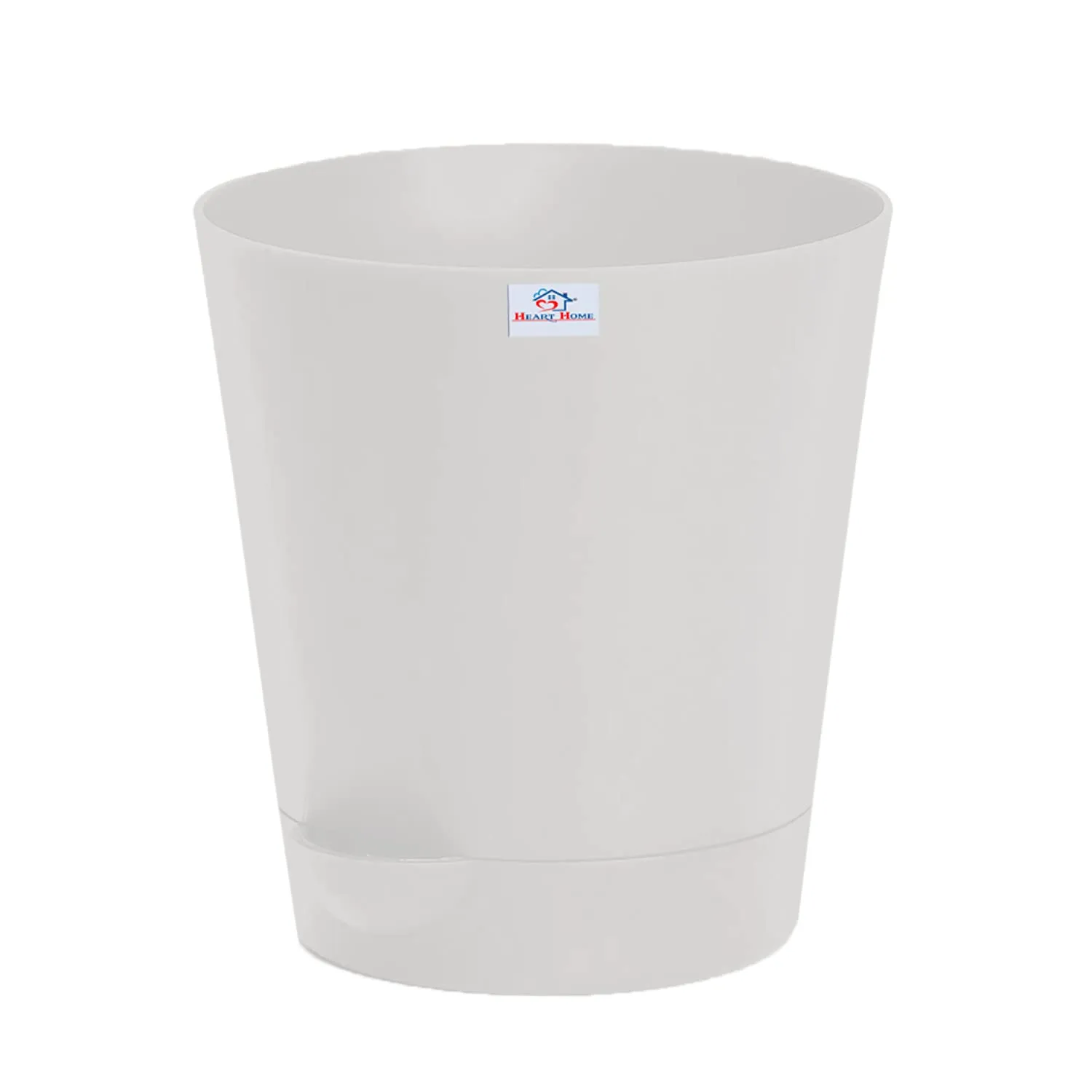 Heart Home Plastic Titan Pot|Garden Container for Plants & Flowers|Self-Watering Pot with Drainage Holes,6 Inch (White)