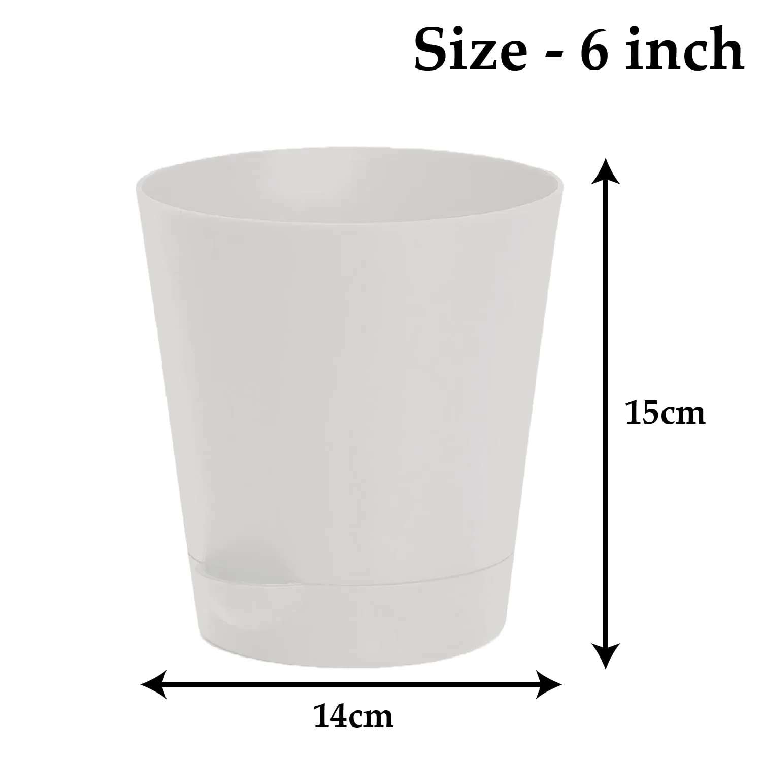 Heart Home Plastic Titan Pot|Garden Container for Plants & Flowers|Self-Watering Pot with Drainage Holes,6 Inch (White)