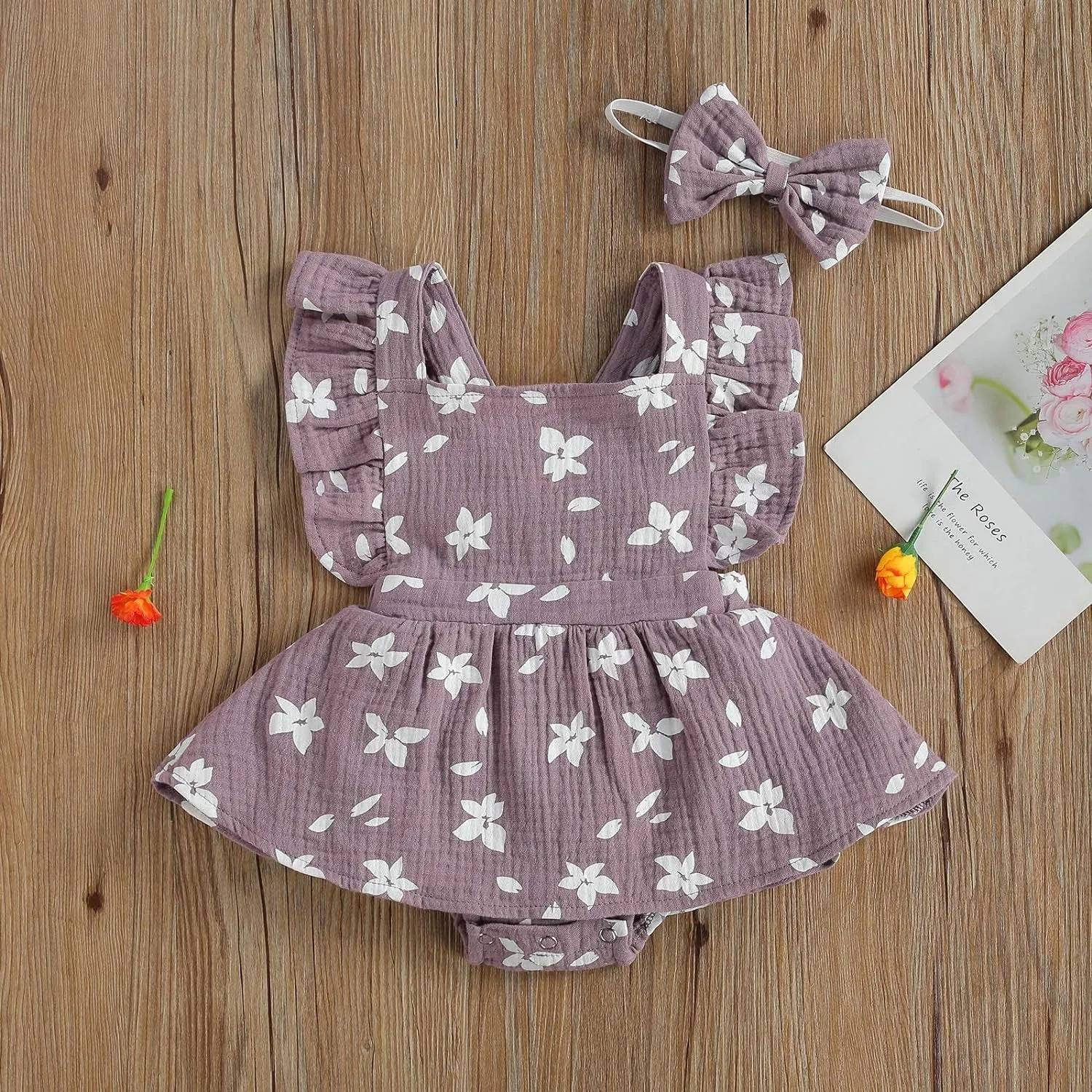 Infant Summer Clothes: Floral Jumpsuit with Ruffled Bodysuit, Headband, and Fly Sleeve Romper for Baby Girls
