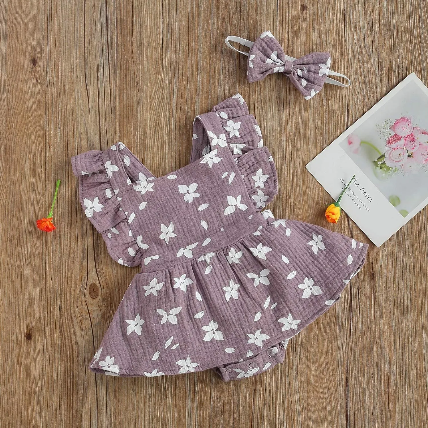 Infant Summer Clothes: Floral Jumpsuit with Ruffled Bodysuit, Headband, and Fly Sleeve Romper for Baby Girls