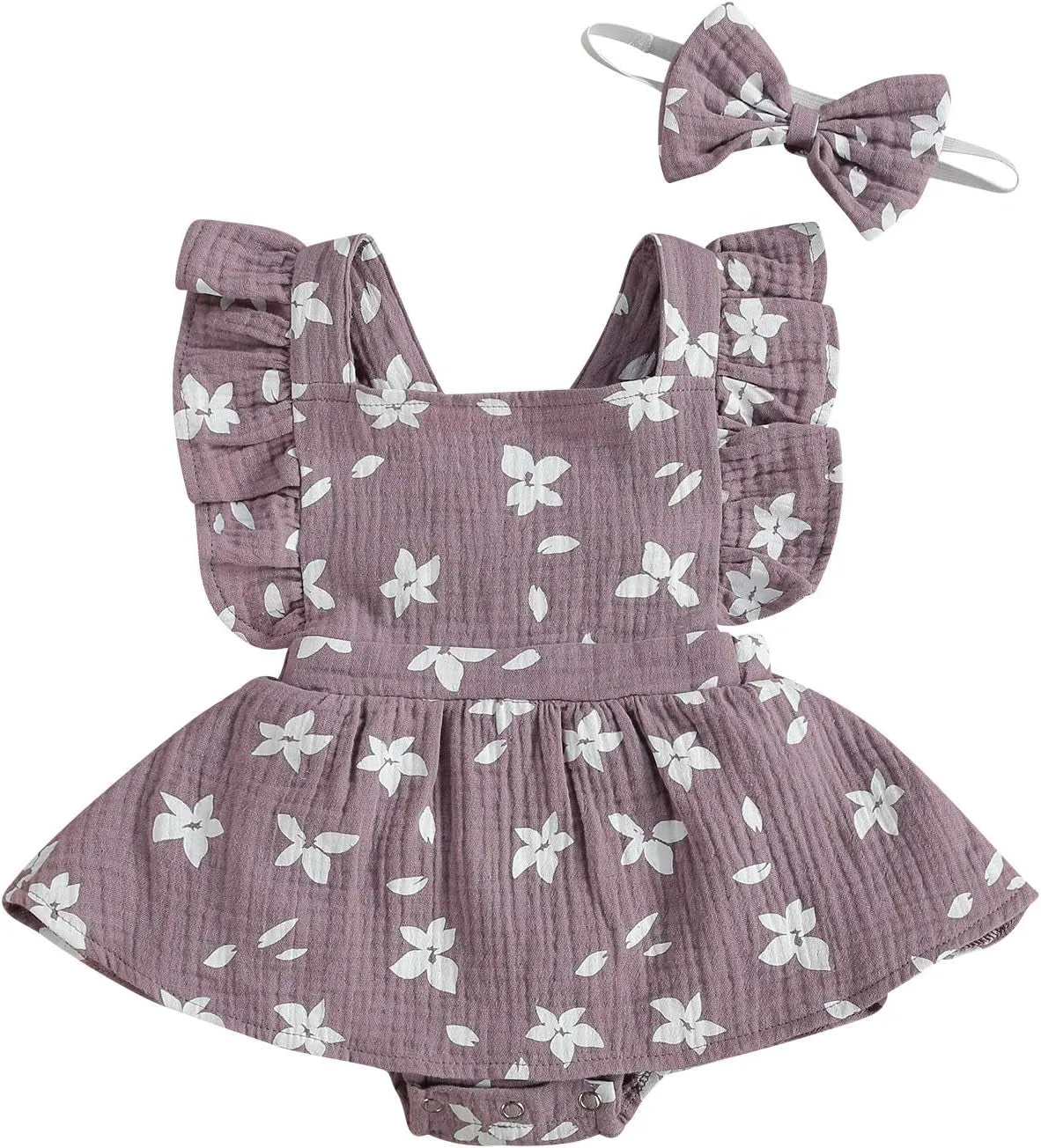 Infant Summer Clothes: Floral Jumpsuit with Ruffled Bodysuit, Headband, and Fly Sleeve Romper for Baby Girls