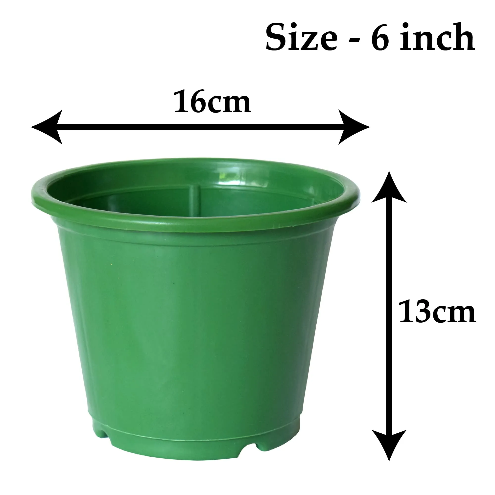 Kuber Industries Durable Plastic Flower Pot|Gamla with Drain Holes for Indoor Home Decor & Outdoor Balcony,Garden,6"x5",Pack of 5 (Green)