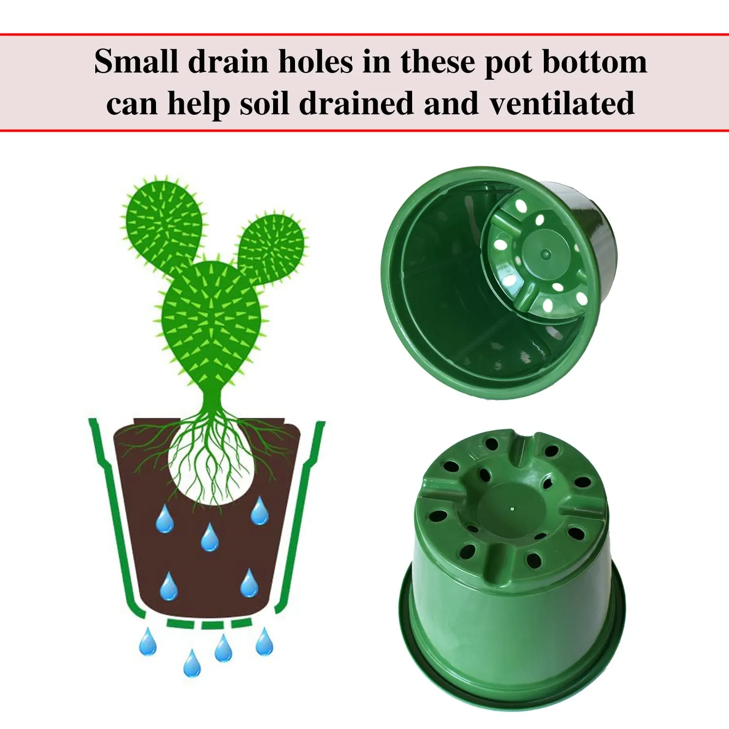 Kuber Industries Durable Plastic Flower Pot|Gamla with Drain Holes for Indoor Home Decor & Outdoor Balcony,Garden,6"x5",Pack of 5 (Green)