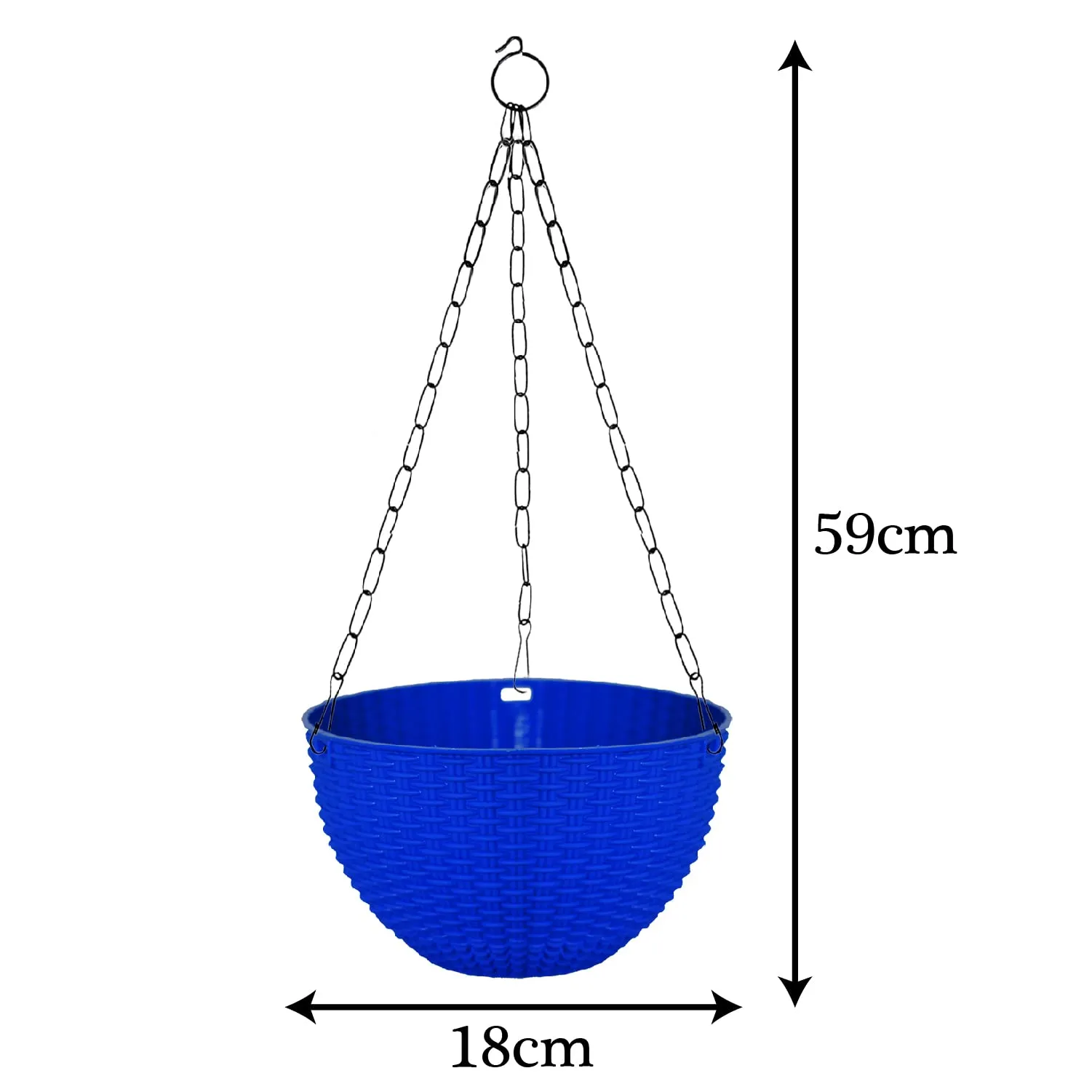 Kuber Industries Plastic Hanging Flower Pot for Balcony & Railing Set of 3 (Blue) 53KM3804