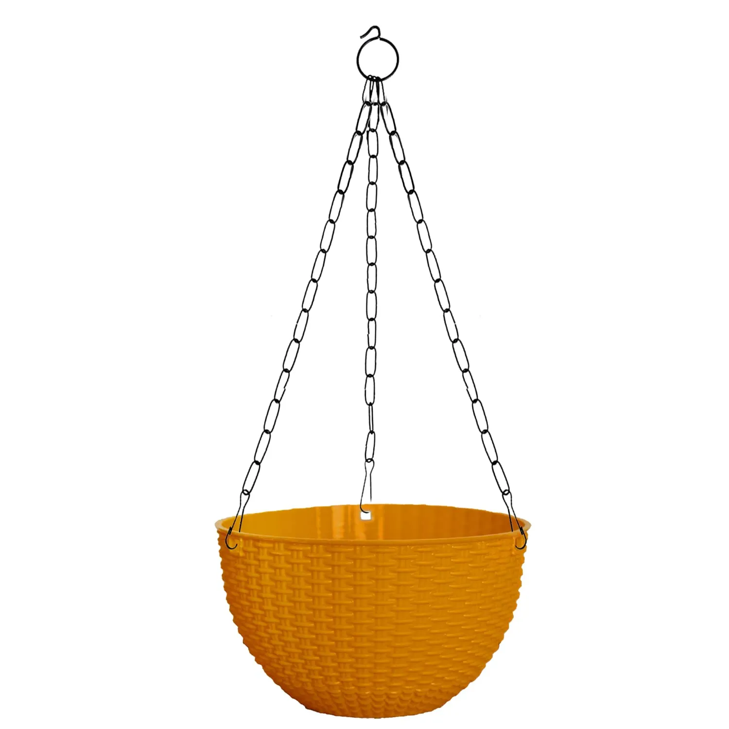 Kuber Industries Plastic Hanging Flower Pot for Balcony & Railing Set of 4 (Yellow) 53KM3846