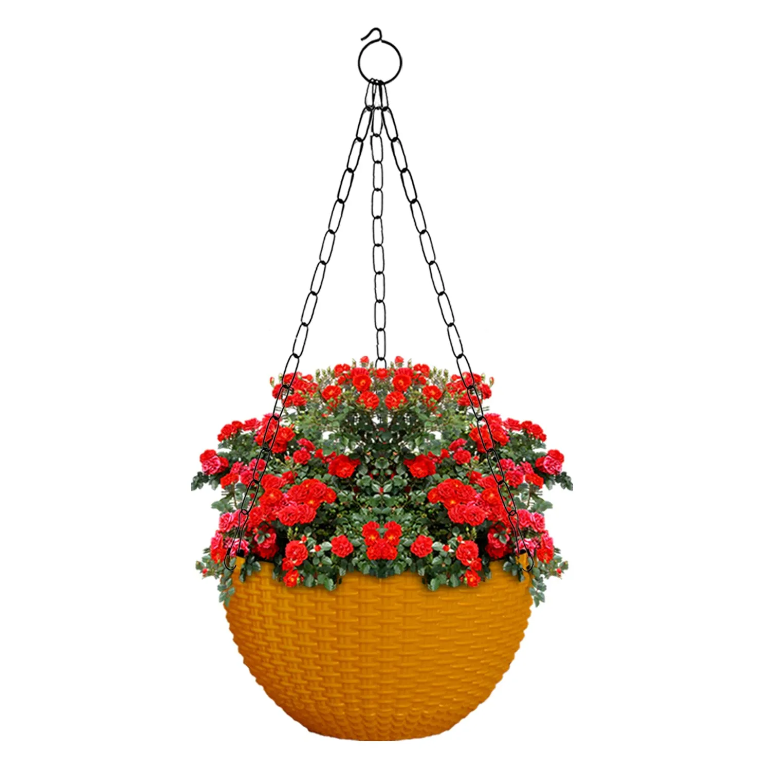 Kuber Industries Plastic Hanging Flower Pot for Balcony & Railing Set of 4 (Yellow) 53KM3846