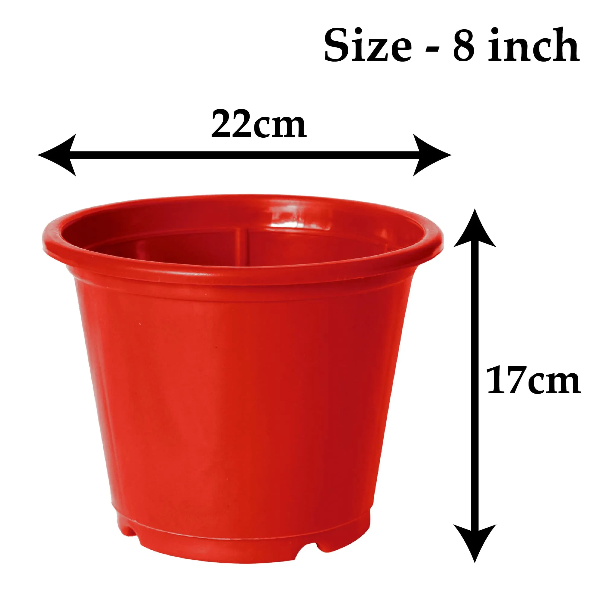 Kuber Industries Plastic Planters|Gamla|Flower Pots for Garden Nursery Home Décor,8"x6",Pack of 10 (Red)