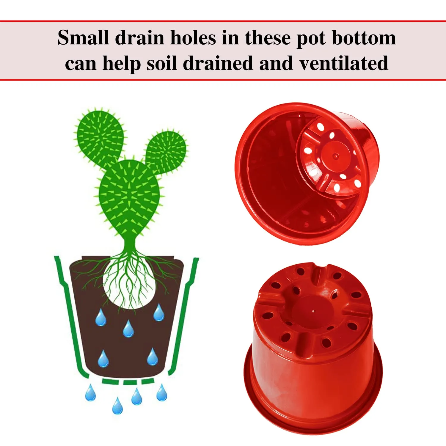 Kuber Industries Plastic Planters|Gamla|Flower Pots for Garden Nursery Home Décor,8"x6",Pack of 10 (Red)