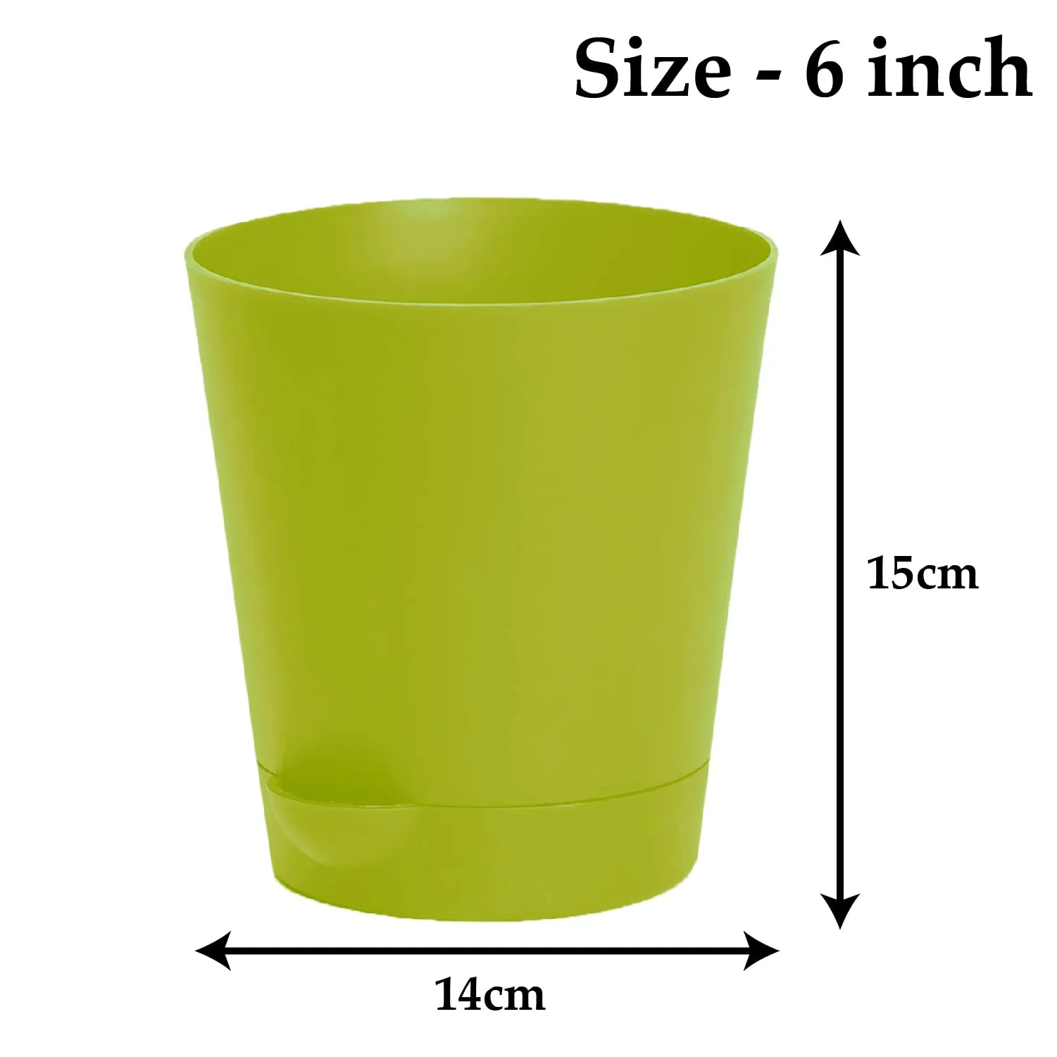 Kuber Industries Plastic Titan Pot|Garden Container for Plants & Flowers|Self-Watering Pot with Drainage Holes,6 Inch (Green)