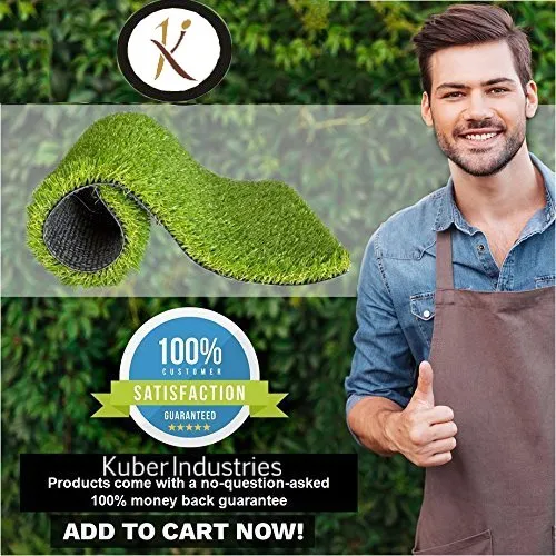 Kuber Industries PVC 45 MM Artificial Grass Door Mat - 24"x 15.2", Green (VAGRASS0507_1)