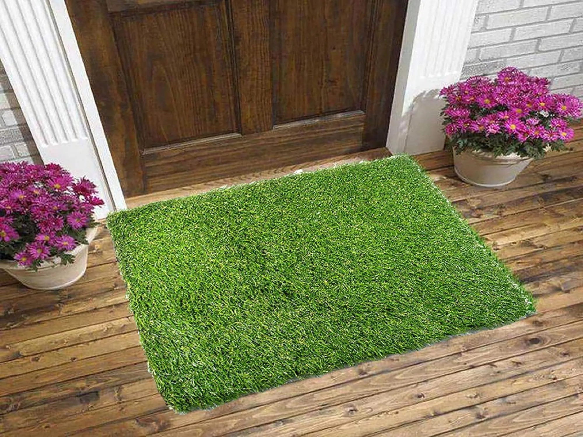 Kuber Industries PVC 45 MM Artificial Grass Door Mat - 24"x 15.2", Green (VAGRASS0507_1)