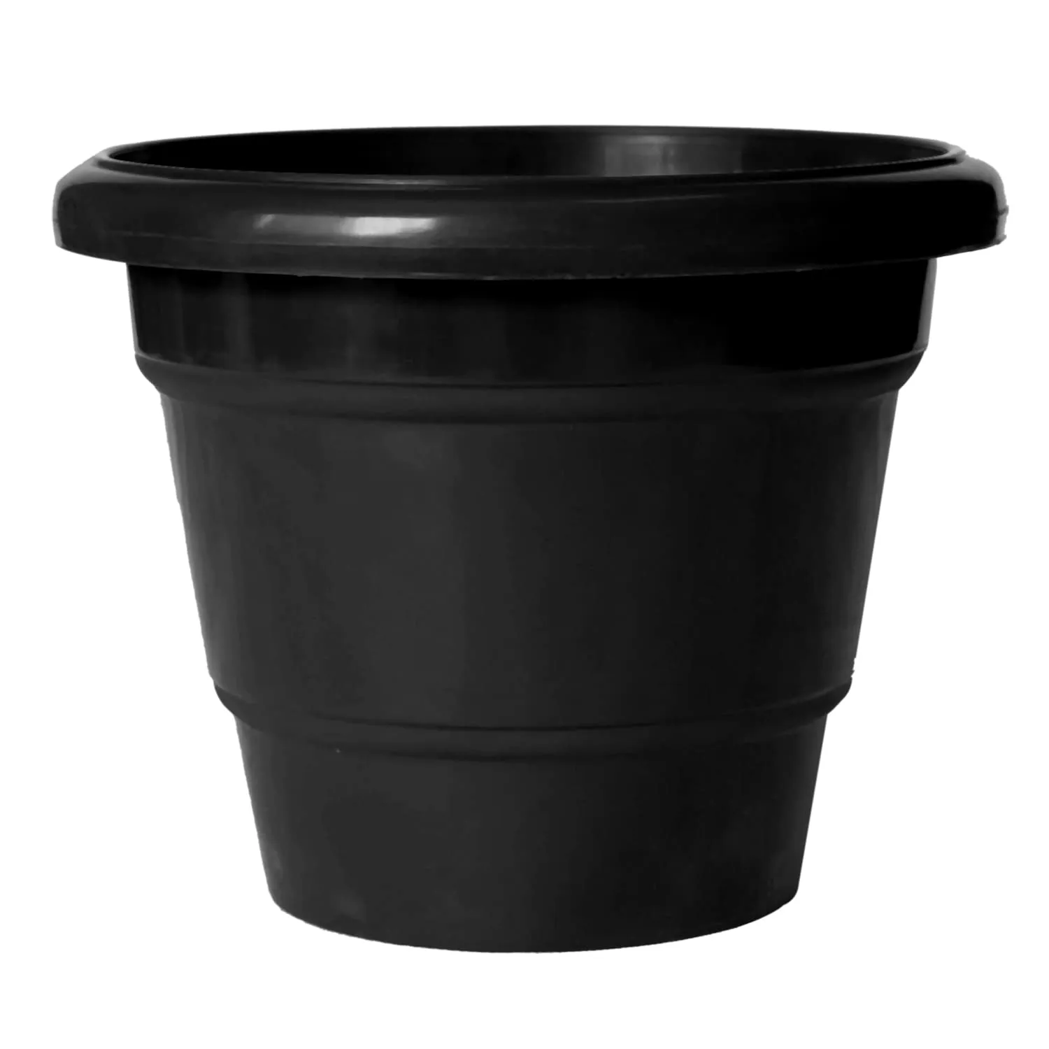 Kuber Industries Solid 2 Layered Plastic Flower Pot|Gamla for Home Decor,Nursery,Balcony,Garden,6"x5",Pack of 10 (Black)