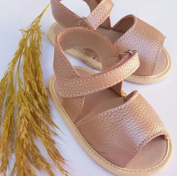 Leather Soft Sole Sandals - Rose Gold